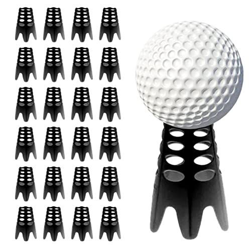 Plastic Golf Tees, 24Pcs Golf Simulator Tees for Home, Outdoor Indoor Golf Tees Simulator Practice Training, Golf Mat Tees for Winter Turf and Driving Range (24pcs Black)