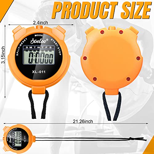 TOODOO 12 Pack Multi Function Digital Stopwatch Timer Bulk Sports Stopwatch with Lanyard Plastic Display Waterproof Date Time Alarm Timer for Coaches Fitness Referees - Image 3