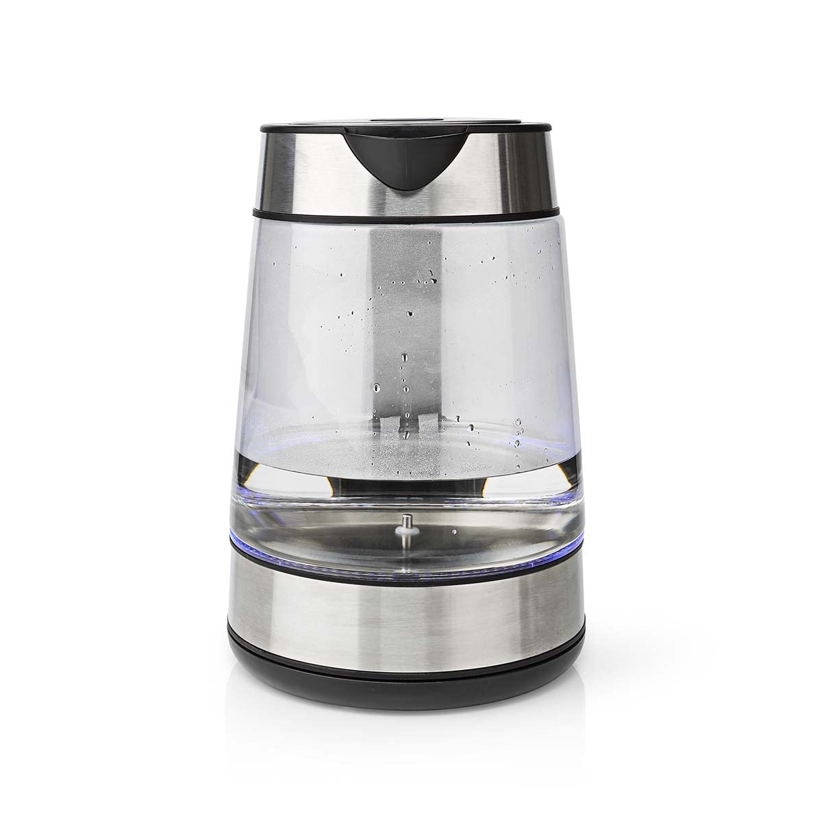 Nedis KAWK320EGS Bollitore in Vetro – 1,7 L – 2200 W – 5 Livelli di temperatura – Illuminazione LED – Acciaio Inox