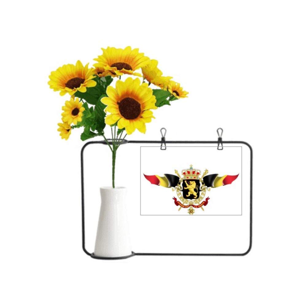 Tournesol artificiel Belgique avec vase bouteille et carte de vœux