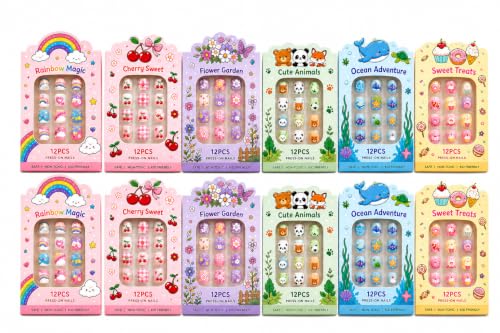 Image of Samyak Kids Nails Set, Girls Kanjak Navratri Gifts, Birthday Return Favour Press On Nails (Multicolor, Pack of 12)