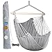 GOCAN Chaise hamac Grande balançoire hamac, Charge 110 X 150cm 150 kg, Chaise Suspendue en Coton Barre d'écartement en Bois Dur Chaise Large pivotante (Gris)