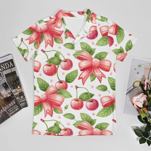 Boys' Classic Polo Shirts Short Sleeve Moisture-Wicking Golf & Tennis Shirts for Youth Teens Cartoon Cherries3