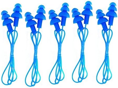 CTK - Tapones de silicona para los oídos con cordón para natación 5 unidades color azul