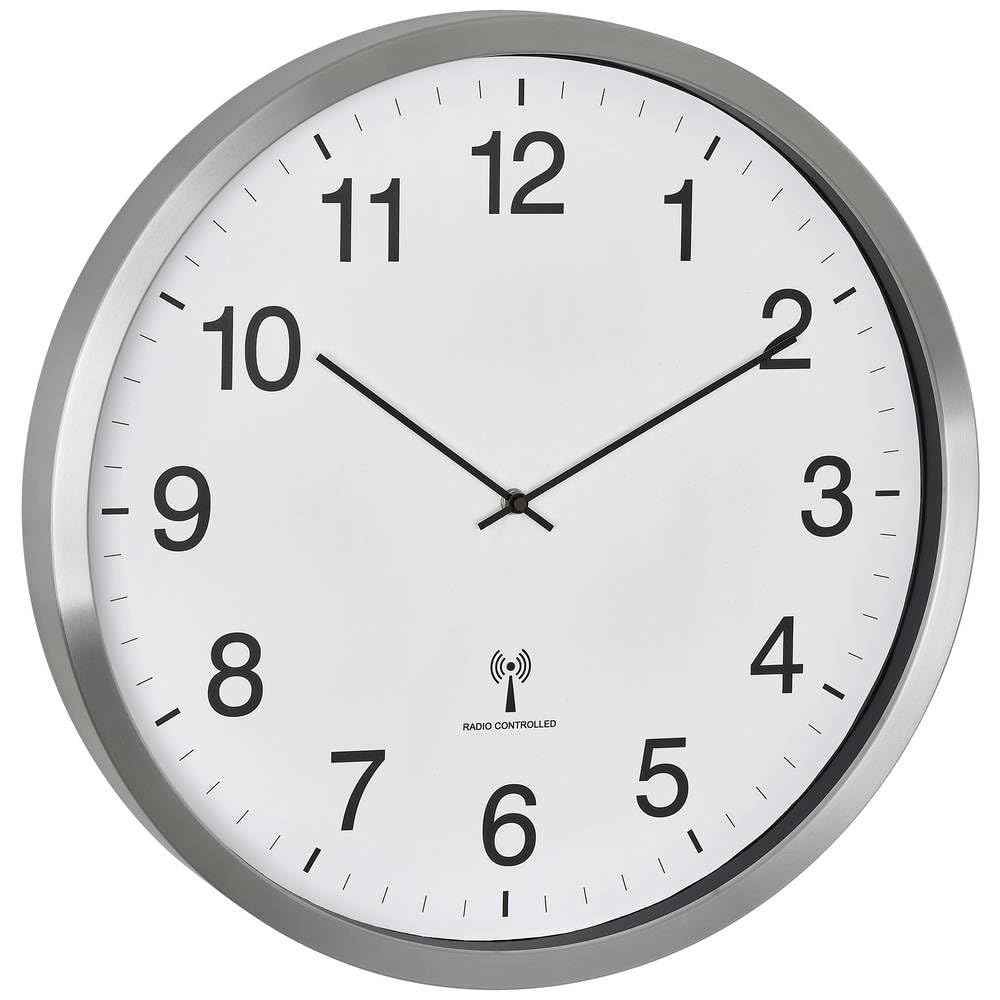 TFA Dostmann Reloj de Pared analógico XXL, 60.3548.02, 50 cm de diámetro, Marco de Metal, Esfera Grande, Color Blanco, 508 x 65 x 508 mm