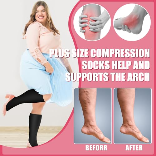 4 Pairs Plus Size Compression Socks for Women and Men Wi