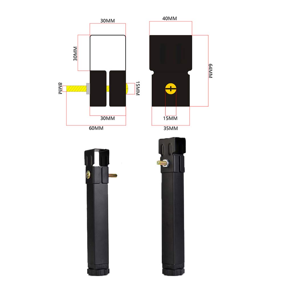 Patas Somier Graduables Patas para Muebles Regulables Patas para Somier Patas para Muebles Acero Cuadradas Pies De Apoyo De la Cama Accesorios de Armazón de Cama Pies para Muebles,Negro