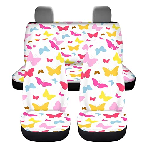Image of Modysero Funny Butterfly Print Custom Fitted Car Seat Cover Full Set Soft Durable Automotive Seat Cover for Women All Season Full Coverage Decor Accessories Universal Fit Most Cars