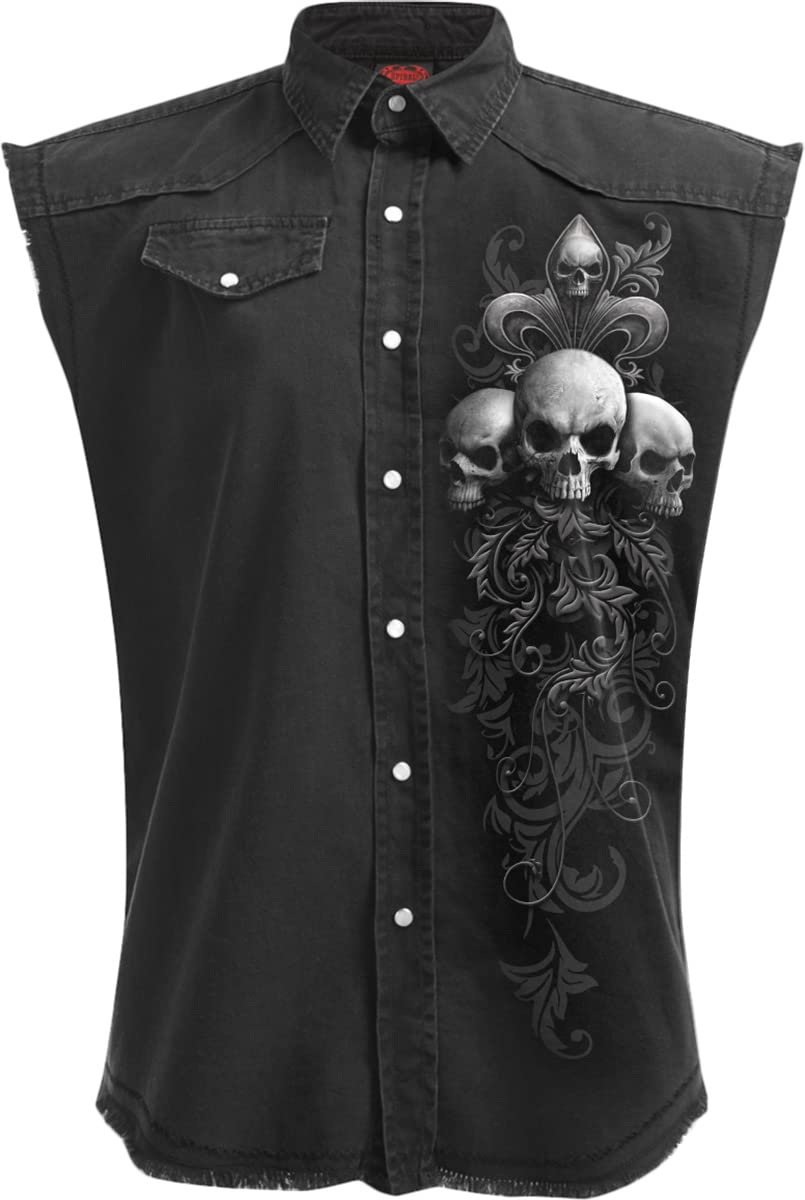 Spiral - Skull Scroll - Sleeveless Stone Washed Worker Black - L