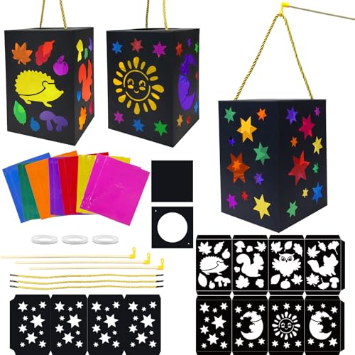 JOYEASE Laternen Bastelset für Kinder, 3 Stück DIY Sankt Martin Laterne Kinder, Laterne Basteln...