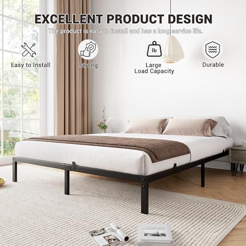 Image of GarveeLife 8 in Queen Heavy Duty Metal Bed Frame with Under-Bed Storage, Noise-Free Mattress Foundation, No Box Spring Needed, Easy Assembly, Strong Weight Capacity