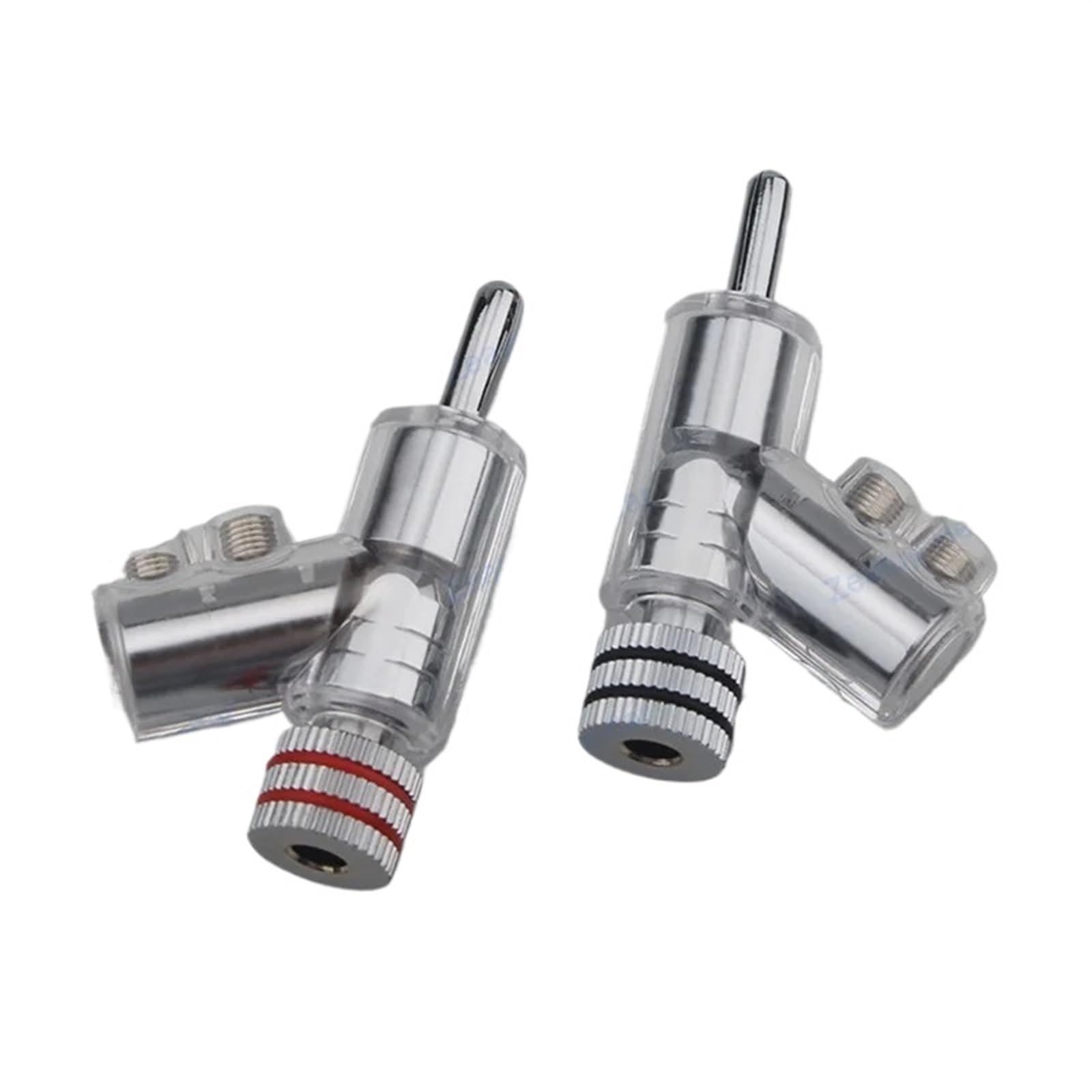 4 pary pozłacanych miedzianych wtyków bananowych rodowane z zaciskiem kryształowym, adapter do kabla głośnikowego (Rhodium Plated)