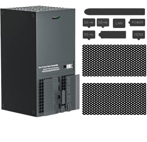 Image of PSS Dust Proof Kit For Xbox Series X Dust Plugs Dust Filter Kit Compatible with Xbox Series X Include 8 Silicone Dust Plugs and 2 PVC Meshs Set, Anti-Dust Vent Cover Accessories