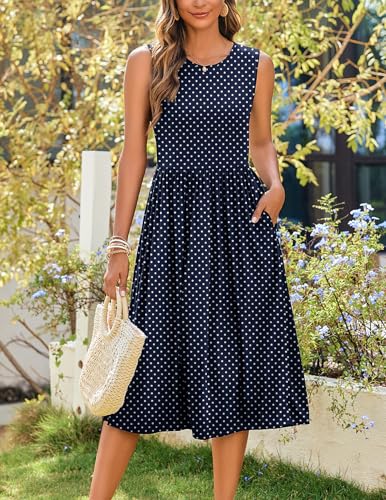 Image of Zeagoo Women's Summer Tank Midi Dress with Pockets Floral Sleeveless A-Line Casual Loose T-Shirt Dresses Beach Sundress 2026