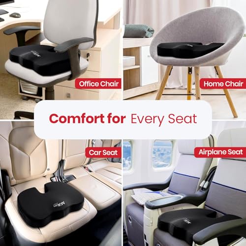 Image of AGEasy (Max Group) Coccyx Cushions for Office & Car, Durable Memory Foam Coccyx Cushion for Tailbone Pain Relief Cushion for Sciatica, Breathable Fabric & Machine Washable Cover