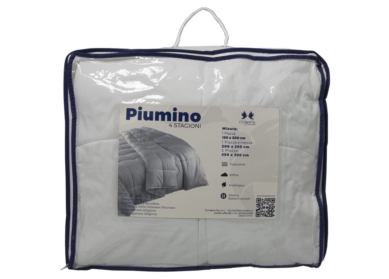 Piumone Letto Trapunta Bianca Interna 4 Stagioni Estate Inverno Microfibra Anallergico Piazza E Mezza 4 Stagioni