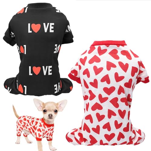 T2Y Dog Pajamas, 2 Pack X Large Pet Costume, Sweet Heart Pjs, Spring Dogs Clothes, Dog Onsie with Feet for All Season Outdoor or at Home?XL?