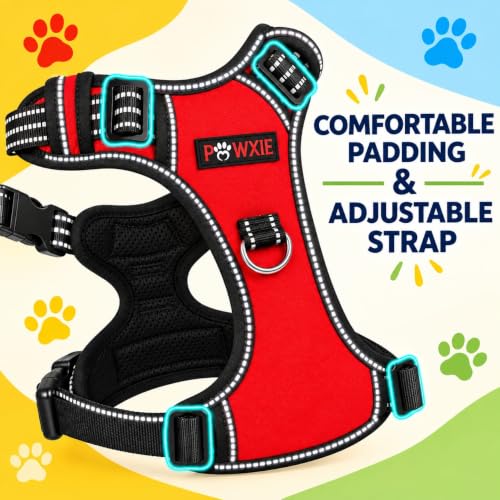 Image of No Pull Dog Chest Belt Harness, Comfortable & Adjustable Size for 14-23 Kg Dogs (Red, Medium)