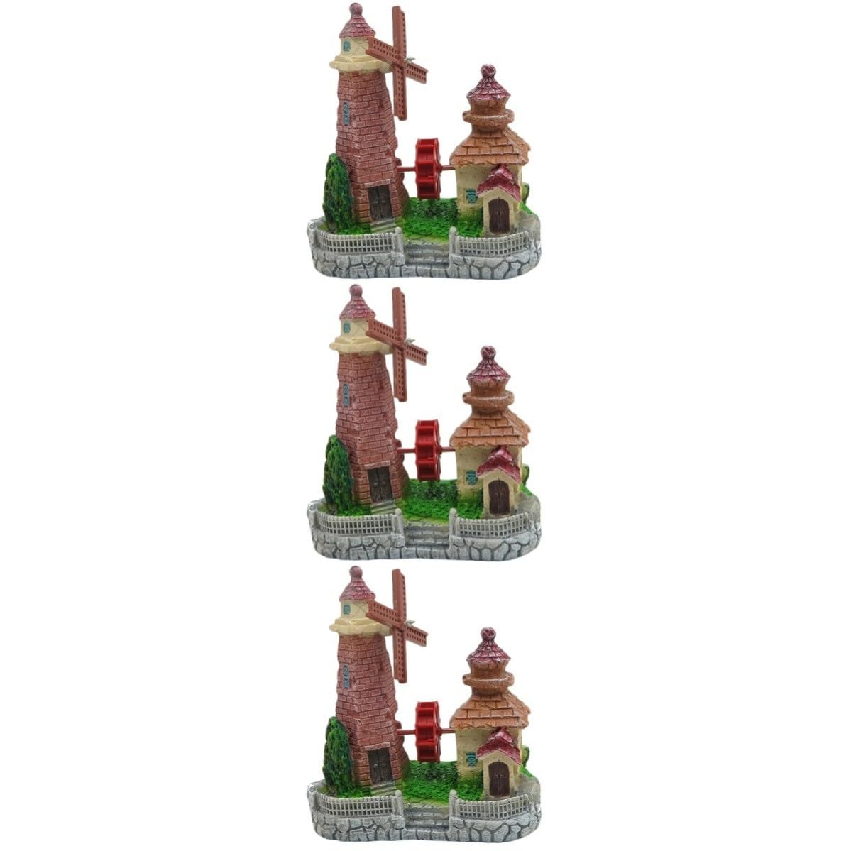 3 Stück Holländisches Windmühlenornament aus Kunstharz für Garten und