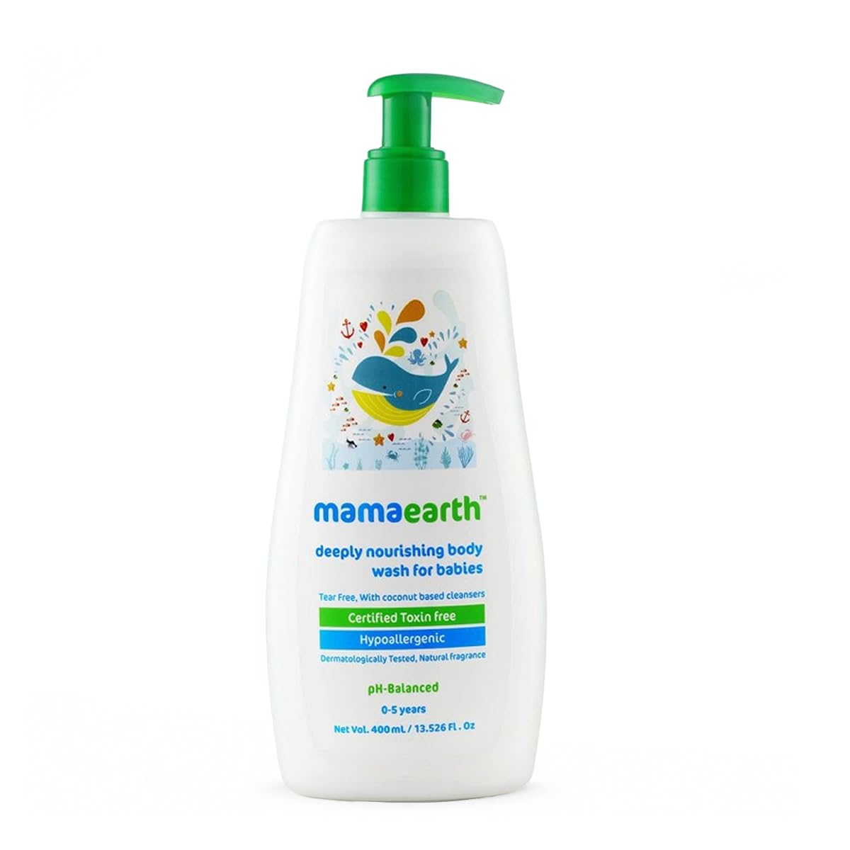 Mamaearth Deeply Nourishing Body Wash For Babies - 400 ml | pH5.5| Infused with Coconut Oil, Orange Essential Oil & Aloe Vera Extract | Deeply Nourishing | Tear-Free & Toxin Free Cleanser |