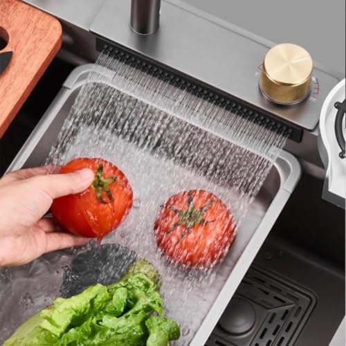 Image of COOTER Kitchen Sink 24 inchx18 inchx9 inch 304 Grade | Single Bowl Waterfall Sink for kitchen | Anti Scratch Matt Finish Premium Stainless Steel Pull-Down Faucet Sink /Basin with Drain Basket, RO Pipe