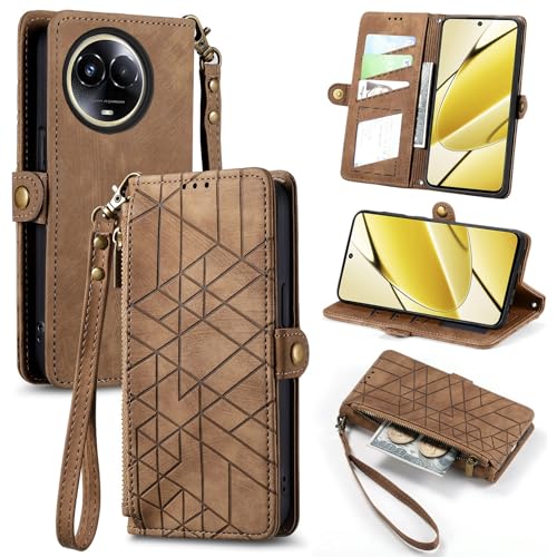 Rfvzubemok Compatible with Xiaomi Civi 3 5G Case,Compatible with Xiaomi Civi 3 5G 23046PNC9C Card Holder PU Leather Flip Stand Magnetic Closure Phone Cover Brown