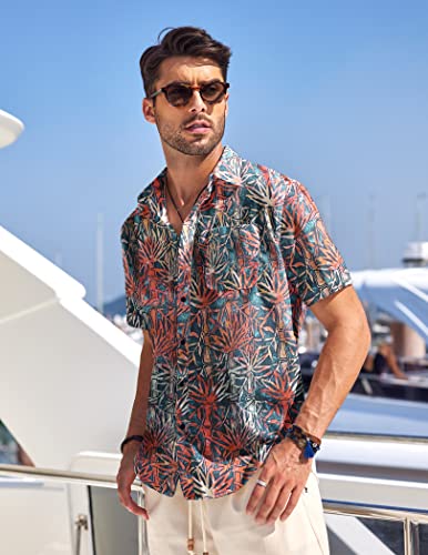 Coofandy Men's Hawaiian Beach Shirt Short Sleeve Casual Button Down Resort Shirt #TOP2