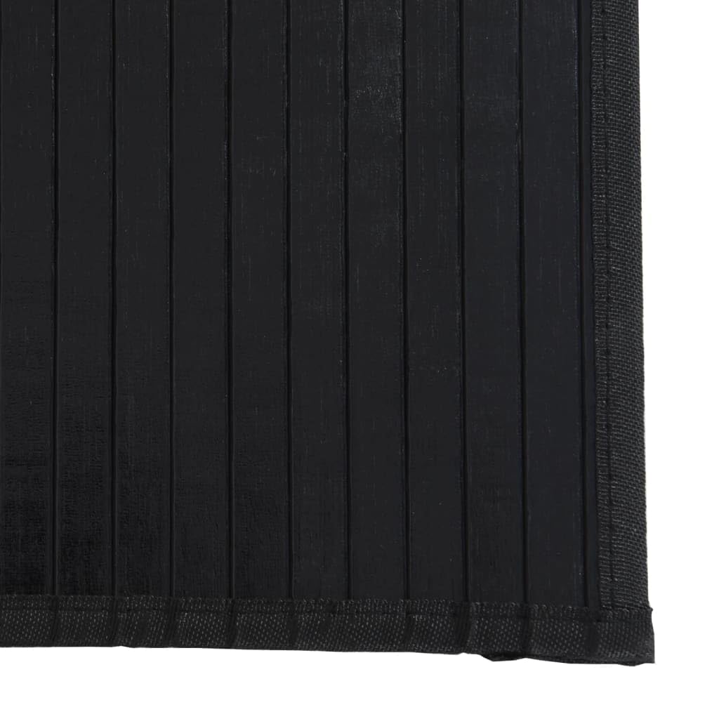 Tapis en bambou noir 100 x 100 cm – Tapis de sol carré en fibre naturelle avec dessous antidérapant – Tapis en bambou robuste pour salon, cuisine et couloir