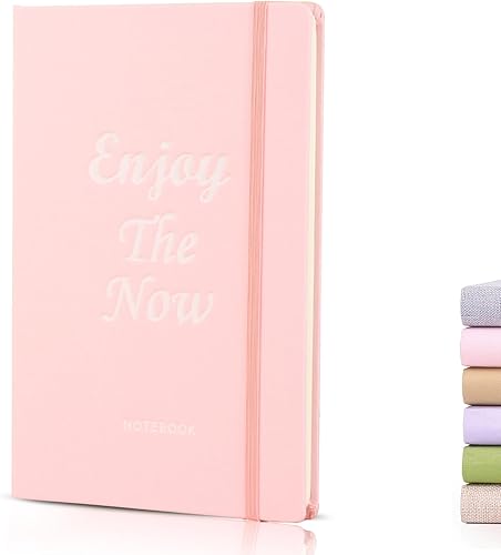 LLi Cufite Cuaderno rayado, 160 páginas, tamaño mediano de 5.7 x 8.5 pulgadas, papel grueso de 3.53 ozm, tapa dura de algodón (A5, rosa)