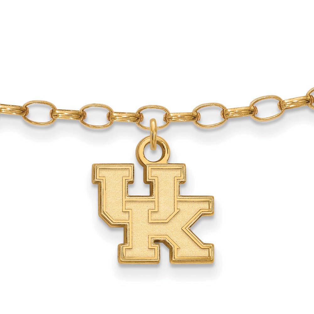 LogoArt 14k Yellow Gold Plated Sterling Silver University of Kentucky Anklet, 9 Inch