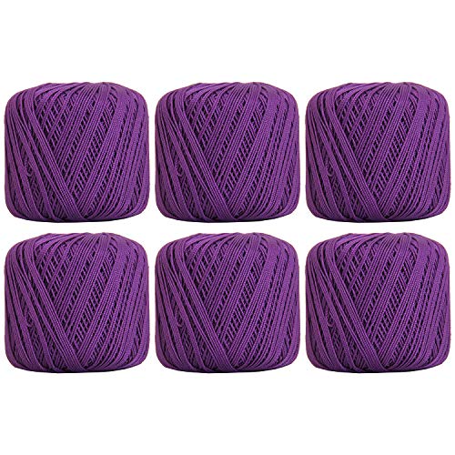 Image of ThreadArt 100% Cotton Crochet Thread Size 3, 6 Ball Pack, Purple 30 | Soft pure cotton crochet thread for lace, doilies, amigurumi and crafts. Smooth finish with crisp stitch definition.