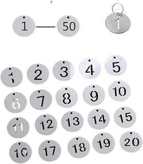 1-50 Key Tags, Round Metal Number Tags Stainless Steel Number ID with Hole Number Key Ring Chain with Split Ring for Organized Coding Key Box Cabinet System Identifiers (50, 1-50)