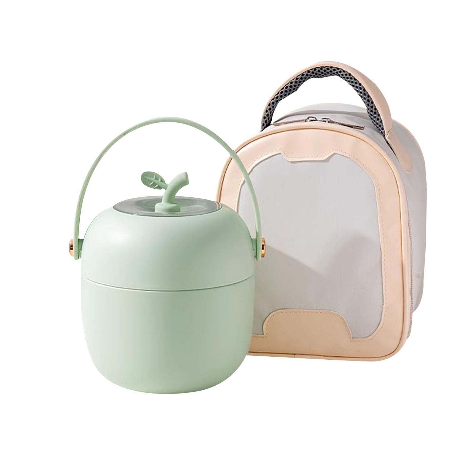 Bento box, Sacchetto Termico, Porta Pranzo di Grande Capacità con Scomparti, Lunch box in Acciaio Inossidabile Sigillato a Prova di Perdite(Green)
