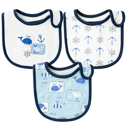 Image of 2ooya Cotton Drooling Baby Bib - 3Pcs Unisex Boy Girl Cotton Teething Infant Bibs with Adjustable Buttons