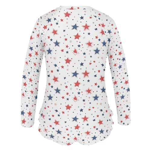 July 4th Independence Day Star Girls Long Sleeve Rashguard Swimsuit UV Protection One-Piece Swimwear B04045733