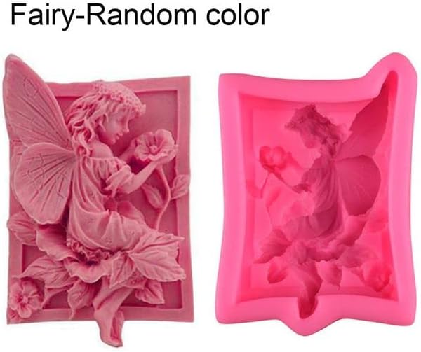 Miniatura 3 de Jafirous Paquete de 2 moldes de jabón de hadas de ángel 3D de silicona floral para jabón hecho a mano, velas, pastel, chocolate, resina, suministros