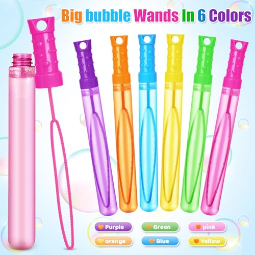 image for Letapapa Bubble Wand, 12 Pcs Bubble Wands Bulk in 6 Colors, Bubble Par