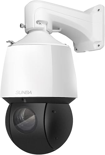 SUNBA Cámara de seguridad IP PoE+ PTZ de 4MP para exteriores, zoom óptico 25X, seguimiento automático AI, audio bidireccional e impermeable IP67,