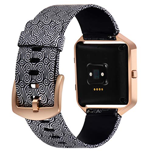 Aiseve Fitbit Blaze Floral Bands Women, Replacement Wristbands Strap with Rose Gold Frame Buckle for Fitbit Blaze Smartwatch Small Large (Clouding, Large)