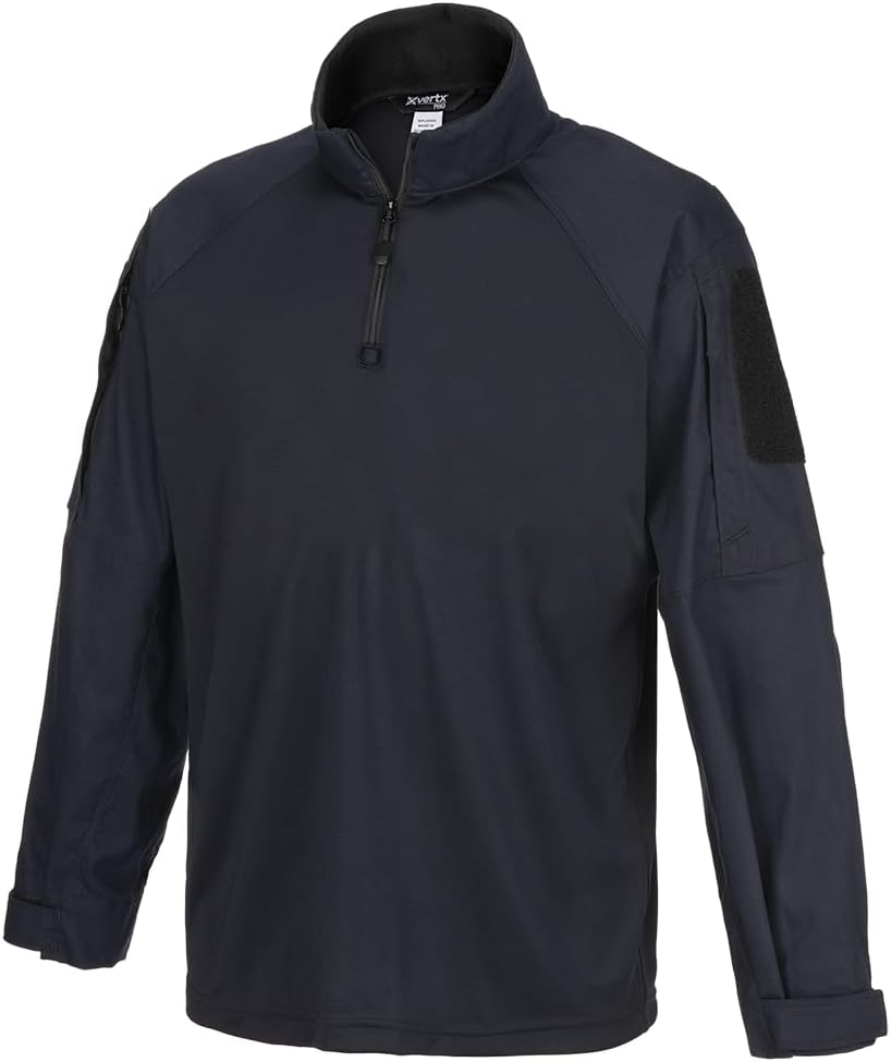 Vertx Recon Flex Combat Shirt - Men's Long Sleeve Semi-Compression Tech, Mini-Ripstop, Bicep Pockets, Quarter-Zip Collar