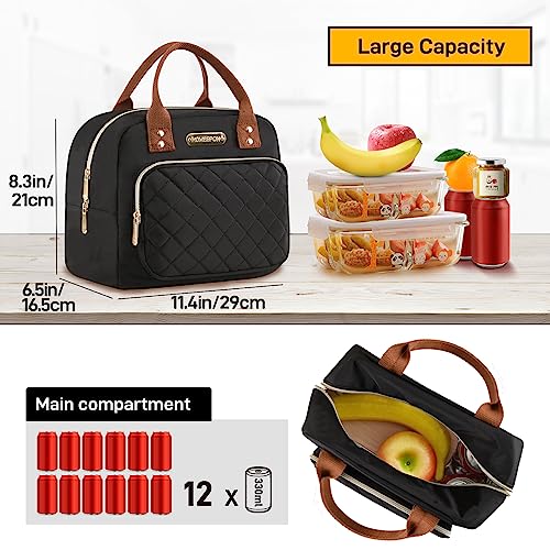 HOMESPON Insulated Lunch Bag for Women Men Work Adult Cool Bag Lunch Box Container Ladies Lunch Tote (Golden Black) - Image 3