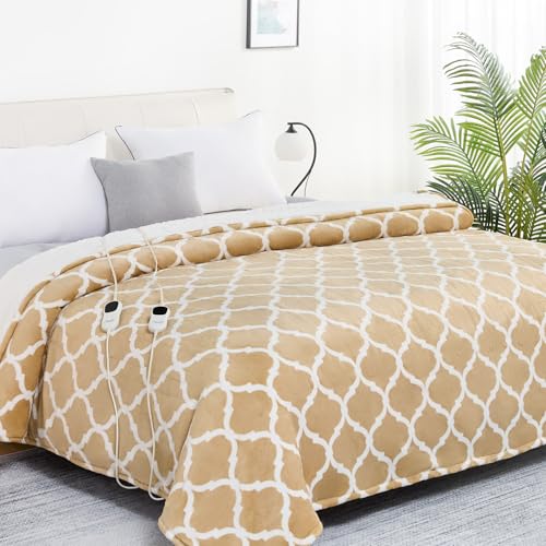 Image of Homemate Heated Blanket Electric Queen Size - 84 inchx90 inch Heating Blanket with 10 Fast Heat Levels 8 Hours Auto Off Ultra Soft Cozy Flannel Over-Heated Protection ETL Certification Keep Warming in Home