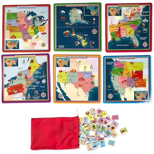 Image of eeBoo: USA Geography Bingo for Kids for Ages 5+, A Fun Kids Learning Game that Teaches About the USA and Improves Memory