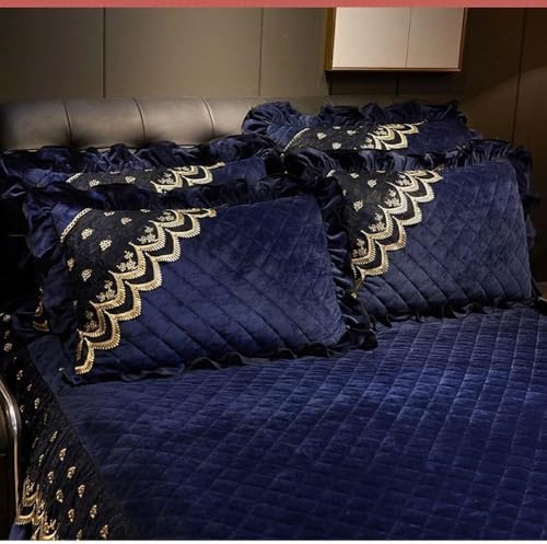 Falda de cama de microfibra cepillada cubrecama con volantes y 2 fundas de almohada 4