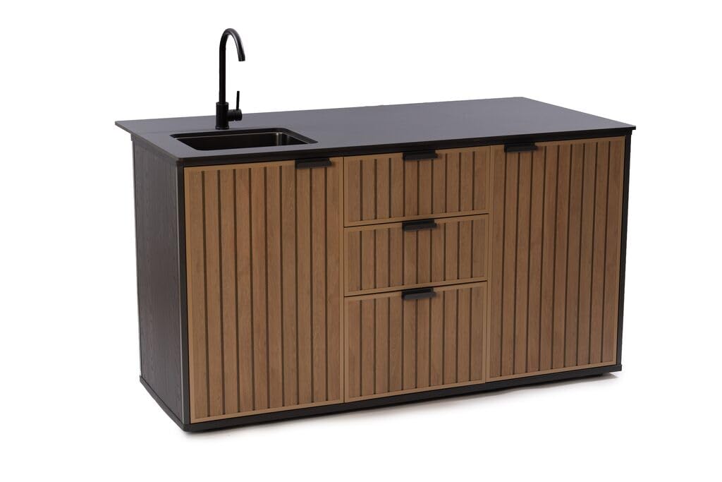 Keter Signature Compact Outdoor Küche, Venetian Braun, 168,5×85×94,8 cm, HPL-Arbeitsplatte, Wetterfest