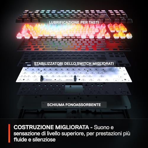 Apex Pro TKL Wireless Gen 3 Tastiera Wireless Gaming - HyperMagnetic OmniPoint 3.0 switch - Attuazione regolabile - Innesco rapido - Tocco rapido/SOCD - OLED - RGB - USB-C - UK QWERTY - Tastiera gaming - Immagine 6