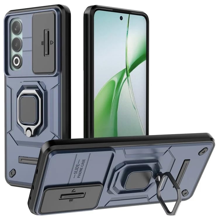 Image of Glaxx Heavy Duty Armor Back Case Cover for Oneplus Nord CE 4 5G - Magnetic Kickstand Ring with Camera Shutter Protection, Rugged Bumper Hard Back Cover for Oneplus Nord CE 4 5G (PC & TPU|Blue)