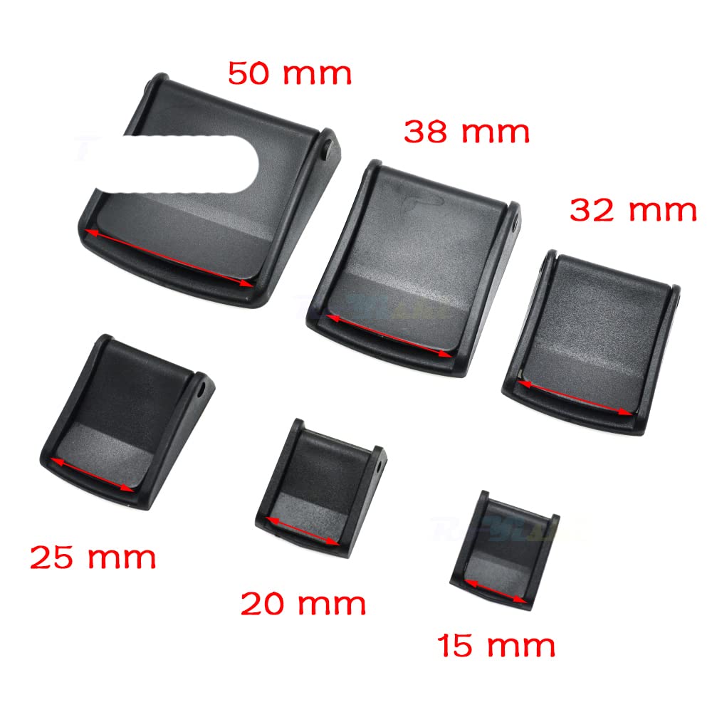 Nockenschnallen, schwarz, Knebelverschluss, Rucksackriemen, Gurtband, 5/8 Zoll, 3/4 Zoll, 1 1/4 Zoll, 1 1/2 Zoll, 50 Stück, Gurtbandgröße 32 mm
