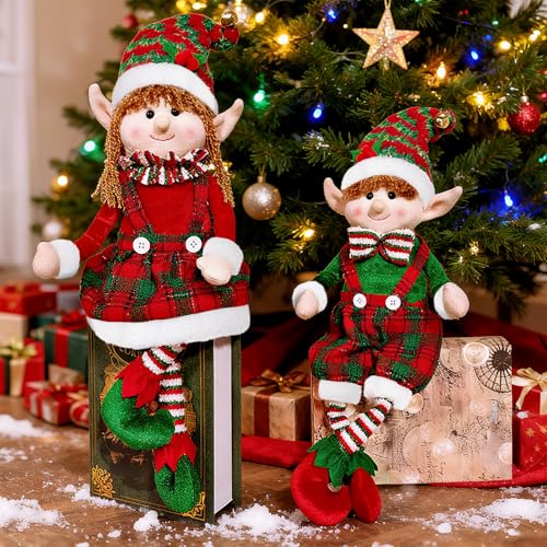 XUNIVERS 2 peças Gnomo de Natal, bonecas de Natal usando um gorro de malha, Gnomo de Natal de pelúcia, Gnomos de Natal decorações, bonecas de Natal, para decorações de vinil vermelho