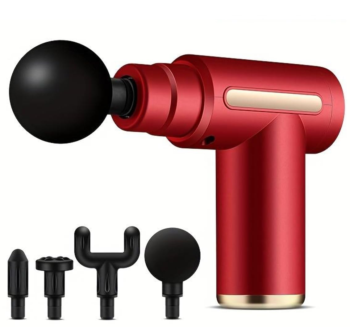 Amronix Ultragun Massager Gun, 4 Heads, 6 Speed, Rechargeable, Handheld, Deep Tissue Percussion Muscle Massager for Full Body Pain Relief of Neck, Shoulder, Back, Foot for Men & Women (Red) (B0D72XGFSZ) Amazon Price History, Amazon Price Tracker